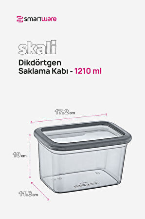 Smartware 6'Lı Set Skali Dikdörtgen Saklama Kabı Antrasit 1210 ML 