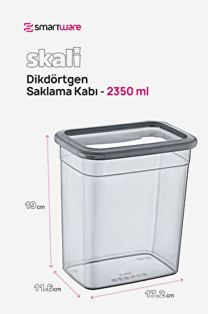 Smartware 6'Lı Set Skali Dikdörtgen Saklama Kabı Antrasit 2350 ML