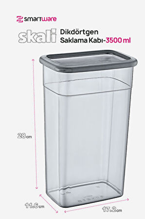 Smartware 6'Lı Set Skali Dikdörtgen Saklma Kabı Antrasit 3500 ML