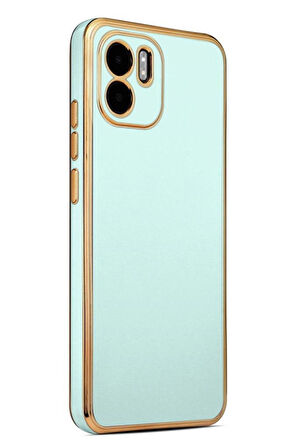 Xiaomi Redmi A1 Kılıf Kamera Korumalı Altın Kenar Tasarım Silikon