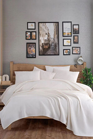 Ecocel Pike Örtü Çift Kişilik 200x230cm Karde Krem