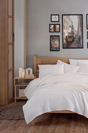 Ecocel Pike Örtü Çift Kişilik 200x230cm Karde Krem