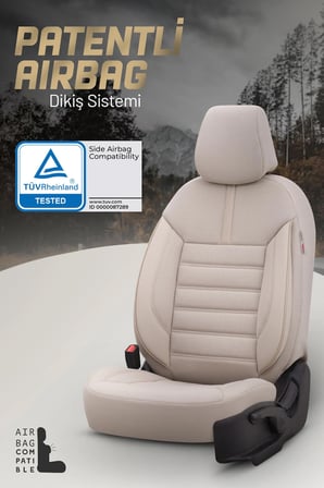 Otom Limited Design Airbag Dikişli Ortopedik Oto Koltuk Kılıfı Tam Set Bej