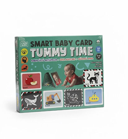 Laco Kids Tummy Time Smart Baby Card - Karın Üstü Aktivite Zeka Kartları + Güvenli Ayna (0-12 Ay)