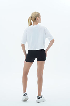 George Phoenix Pure Comfort - Beyaz Rahat Kesim %100 Pamuklu Basic Crop Tişört