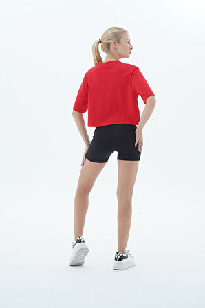 George Phoenix Pure Comfort - Kırmızı Rahat Kesim %100 Pamuklu Basic Crop Tişört