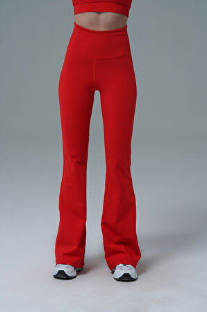 George Phoenix Aero Motion - Kırmızı Yüksek Bel Push-Up Toparlayıcı İspanyol Paça Tayt