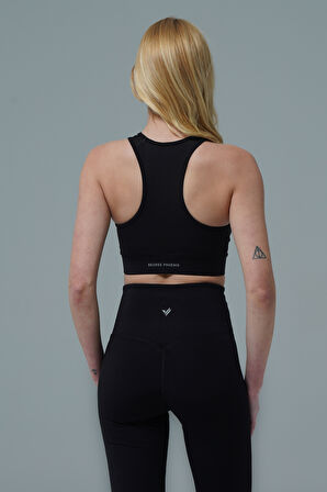 George Phoenix Aero Motion - Siyah Geniş Askılı Kaplı ve Destekli Spor Sütyeni