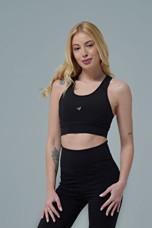 George Phoenix Aero Motion - Siyah Geniş Askılı Kaplı ve Destekli Spor Sütyeni