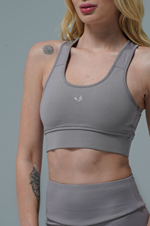 George Phoenix Aero Motion - Gri Geniş Askılı Kaplı ve Destekli Spor Sütyeni