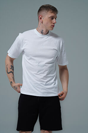 George Phoenix Pure Comfort - Beyaz Rahat Kesim %100 Pamuklu Basic Erkek Tişörtü
