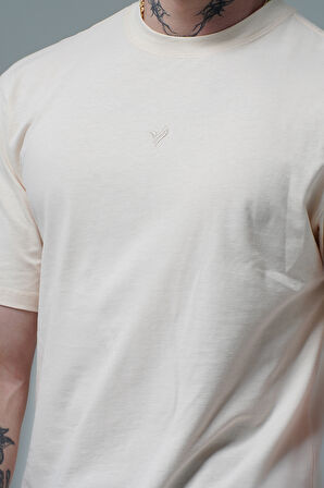 George Phoenix Pure Comfort - Bej Rahat Kesim %100 Pamuklu Basic Erkek Tişörtü