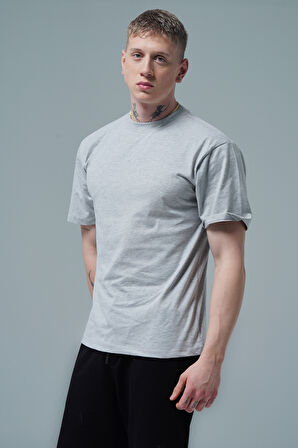 George Phoenix Pure Comfort - Gri Rahat Kesim %100 Pamuklu Basic Erkek Tişörtü