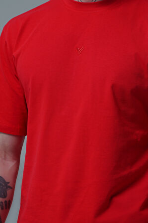 George Phoenix Pure Comfort - Kırmızı Rahat Kesim %100 Pamuklu Basic Erkek Tişörtü