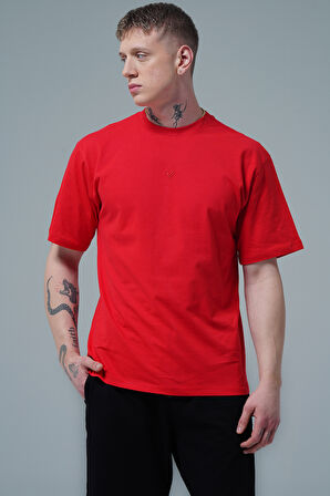George Phoenix Pure Comfort - Kırmızı Rahat Kesim %100 Pamuklu Basic Erkek Tişörtü