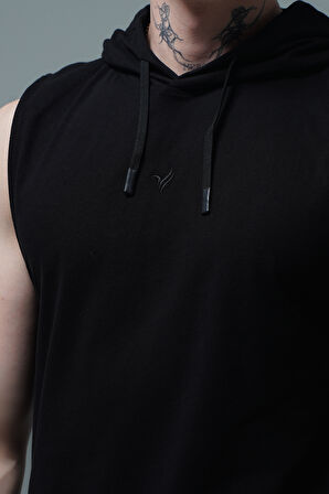 George Phoenix Pure Comfort - Siyah Rahat Kesim Kapüşonlu Erkek Spor Atleti