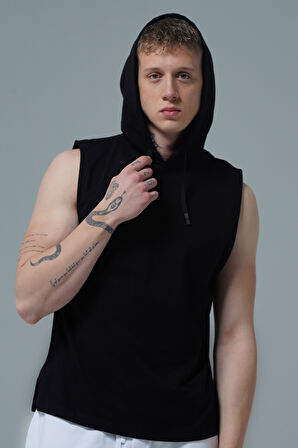 George Phoenix Pure Comfort - Siyah Rahat Kesim Kapüşonlu Erkek Spor Atleti