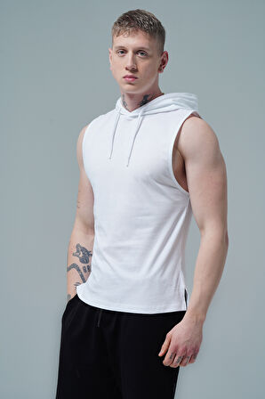 George Phoenix Pure Comfort - Beyaz Rahat Kesim Kapüşonlu Erkek Spor Atleti