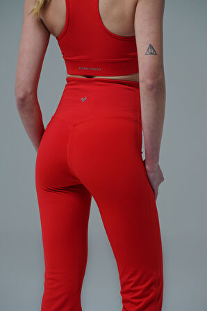 George Phoenix Aero Motion - Kırmızı Yüksek Bel Push-Up Toparlayıcı İspanyol Paça Tayt