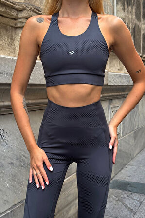 Aero Motion Premium  - Desenli Füme Yüksek Bel Push-Up Toparlayıcı Tayt