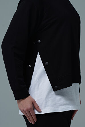 Siyah V Yaka Tesettür Sweatshirt 