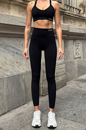 Prime FIT - Siyah Yüksek Bel Seamless Push-Up Toparlayıcı Tayt