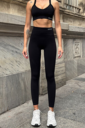 George Phoenix Prime FIT - Siyah Çapraz Askılı Destekli Seamless Bra Sporcu Sütyeni