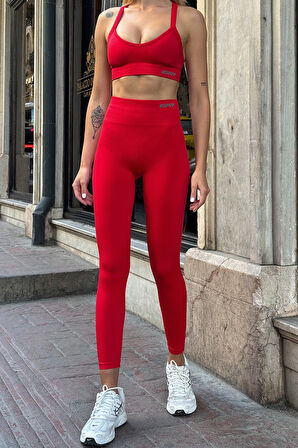 George Phoenix Prime FIT - Kırmızı Çapraz Askılı Destekli Seamless Bra Sporcu Sütyeni