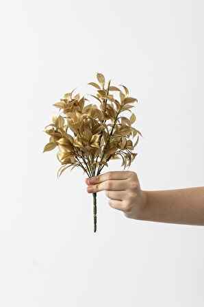Yapay Limon Yaprağı Demeti Gold 30 Cm 7 Dal(Uv)