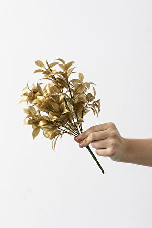 Yapay Limon Yaprağı Demeti Gold 30 Cm 7 Dal(Uv)