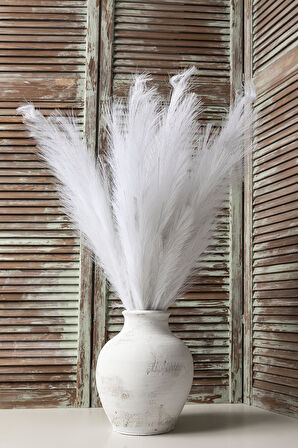 Yapay Pampas 100 Cm Tek Dal Beyaz 5'li
