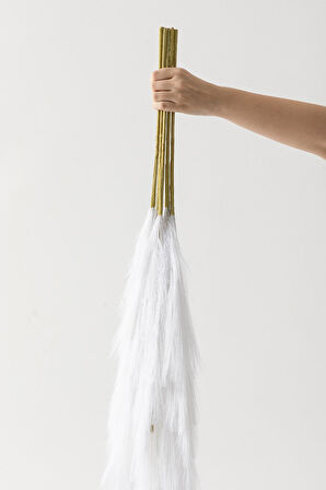 Yapay Pampas 100 Cm Tek Dal Beyaz 5'li