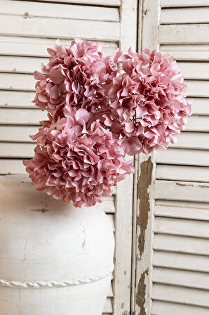 Yapay Vazo Çiçeği Ortanca 75 Cm 5 Dal Pembe