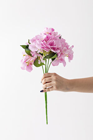 Yapay Ortanca Çiçeği Pembe 45 Cm 7 Dal