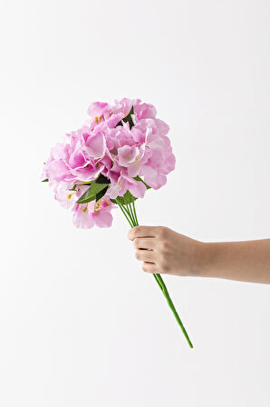 Yapay Ortanca Çiçeği Pembe 45 Cm 7 Dal