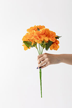 Yapay Ortanca Çiçeği Turuncu 45 Cm 7 Dal
