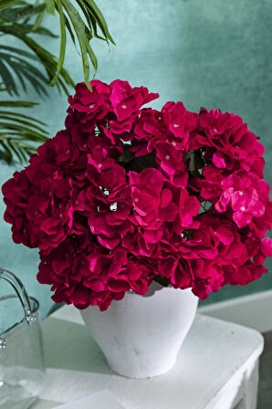 Yapay Ortanca Çiçeği Fuşya 45 Cm 7 Dal