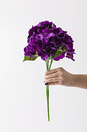 Yapay Ortanca Çiçeği Mor 45 Cm 7 Dal