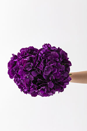 Yapay Ortanca Çiçeği Mor 45 Cm 7 Dal