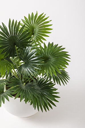 Yapay Çiçek Yelpaze Palmiyesi Küre Saksı 65 Cm