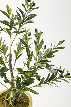 Yapay Zeytin Ağacı 85 Cm Kahverengi Gold Metal Saksı
