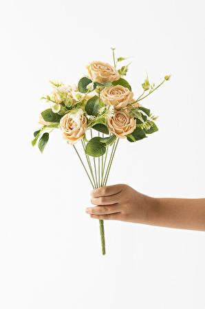 Yapay Aranjmanlı Gül Demeti 9 Dallı Somon