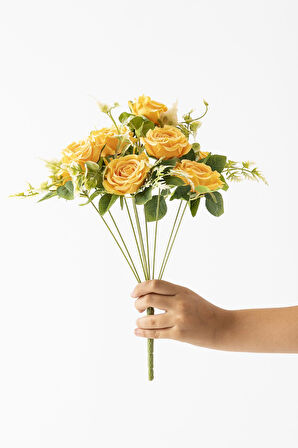 Yapay Gül Demeti 9 Dallı Sarı