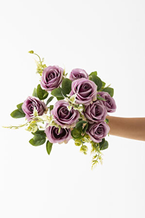 Yapay Gül Demeti 9 Dallı Mor