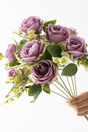 Yapay Gül Demeti 9 Dallı Mor