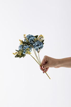 Yapay Ortanca Çiçeği 30 Cm 5 Dal Mavi