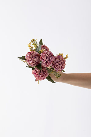 Yapay Ortanca Çiçeği 30 Cm 5 Dal Gül Kurusu