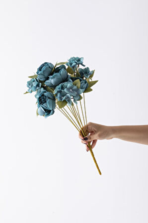 Yapay Ortancalı Şakayık Demeti Mavi 45 Cm 11 Dal