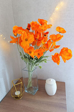 Yapay Gelincik Çiçeği 60 Cm Tek Dal Turuncu