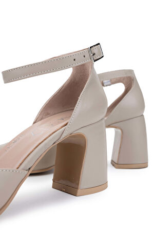 Tamer Tanca Kadın Hakiki Deri Vizon Topuklu Sandalet 33 7658 BN SNDLT Y24 VIZON DR